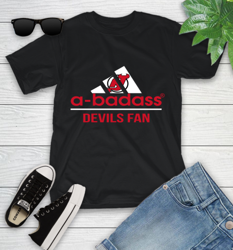 NHL A Badass New Jersey Devils Fan Adidas Hockey Sports Youth T-Shirt