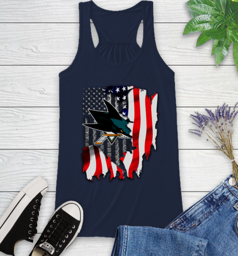 San Jose Sharks NHL Hockey American Flag Racerback Tank 10