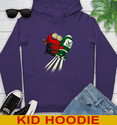 NBA Basketball Milwaukee Bucks Deadpool Minion Marvel Shirt Youth Hoodie 5