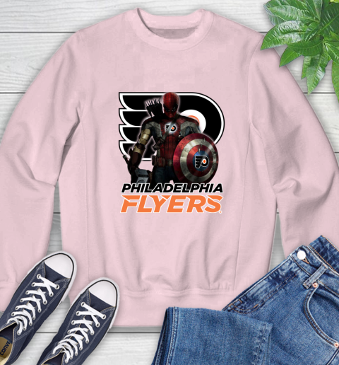 NHL Captain America Thor Spider Man Hawkeye Avengers Endgame Hockey Philadelphia Flyers Sweatshirt 9