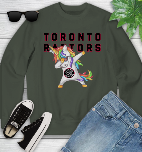 Toronto Raptors NBA Basketball Funny Unicorn Dabbing Sports Youth Sweatshirt 10