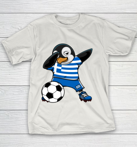 Dabbing Penguin Greece Soccer Fans Jersey Football Lovers Youth T-Shirt 8