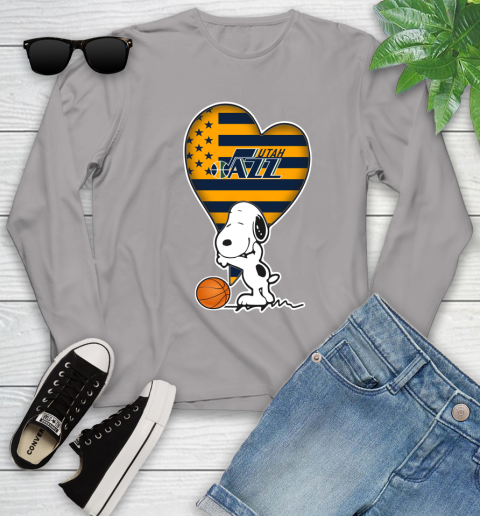 Utah Jazz NBA Basketball The Peanuts Movie Adorable Snoopy Youth Long Sleeve 5