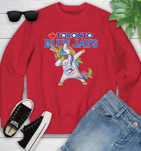 Toronto Blue Jays MLB Baseball Funny Unicorn Dabbing Sports Youth Sweatshirt 9