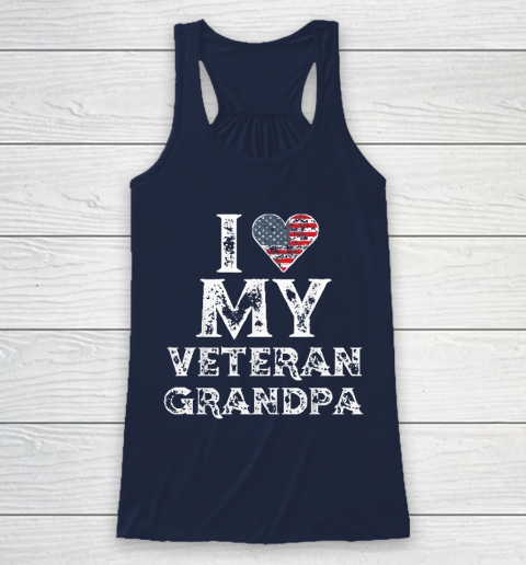 I Love My Veteran Grandpa Vintage Veteran's Day Racerback Tank 8