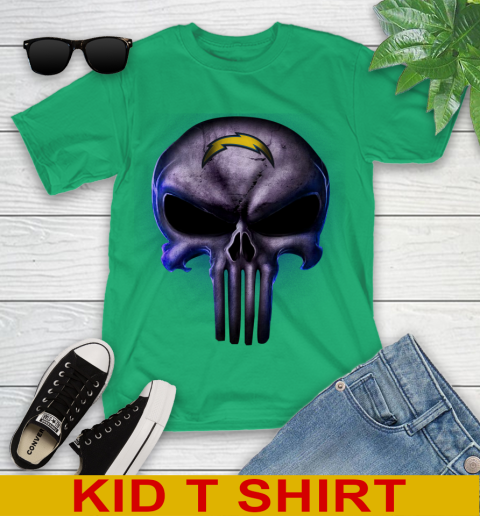 Los Angeles Chargers NFL Football Punisher Skull Sports Youth T-Shirt 7