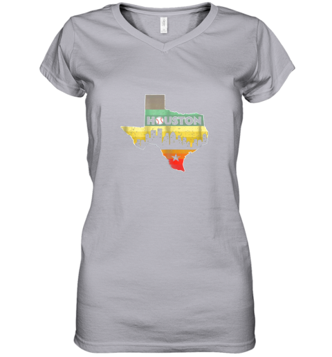 5bfx houston retro baseball shirtvintage houston baseball women v neck t shirt 39 front sport grey