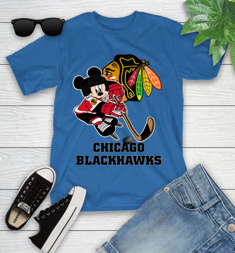 NHL Chicago Blackhawks Mickey Mouse Disney Hockey T Shirt Youth T-Shirt 9
