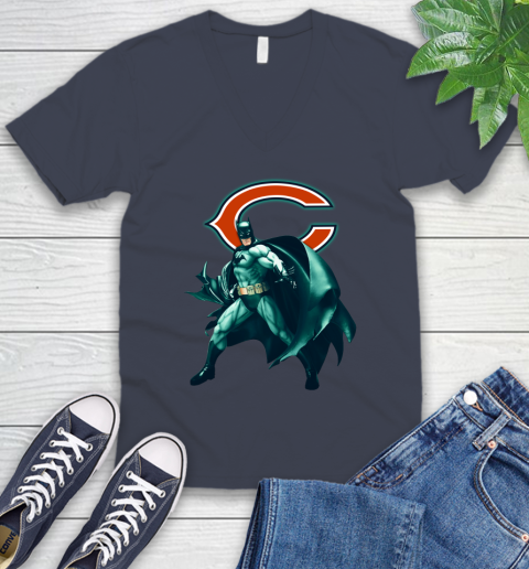 NFL Batman Football Sports Chicago Bears V-Neck T-Shirt 9