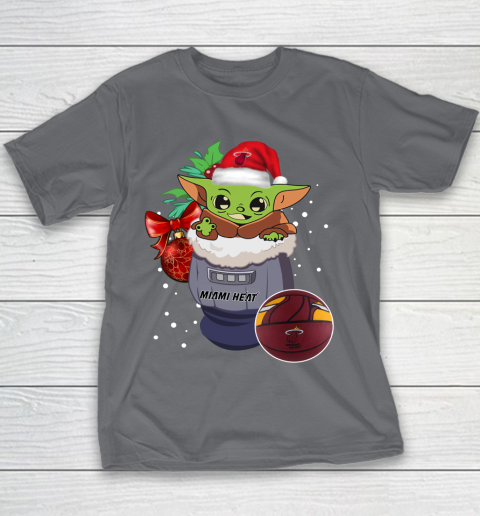Miami Heat Christmas Baby Yoda Star Wars Funny Happy NBA Youth T-Shirt 7
