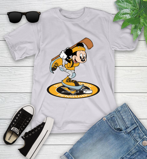 NHL Hockey Pittsburgh Penguins Cheerful Mickey Disney Shirt Youth T-Shirt 4