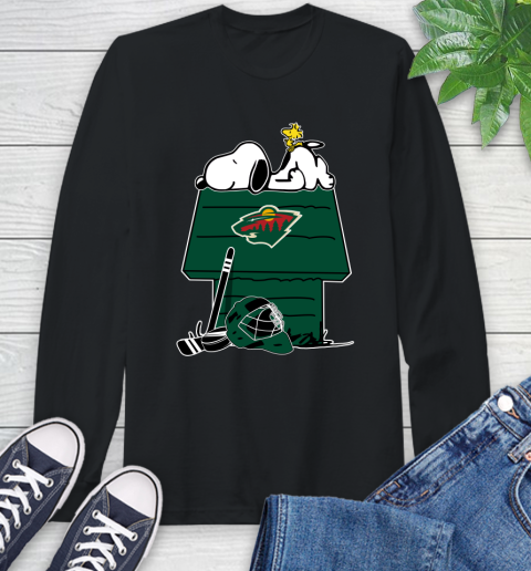 Minnesota Wild NHL Hockey Snoopy Woodstock The Peanuts Movie Long Sleeve T-Shirt 2