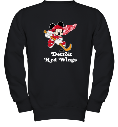 NHL Hockey Mickey Mouse Team Detroit Red Wings Youth Sweatshirt