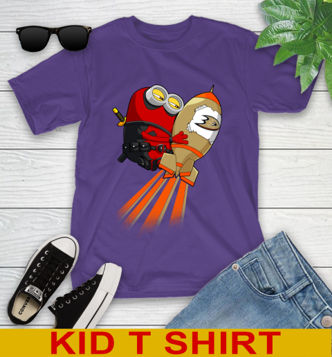 NHL Hockey Anaheim Ducks Deadpool Minion Marvel Shirt Youth T-Shirt 3