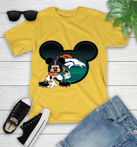 NFL Denver Broncos Mickey Mouse Disney Football T Shirt Youth T-Shirt 8