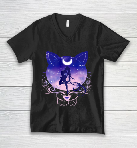 Cat Moon Sailor Moon V-Neck T-Shirt