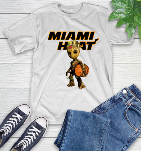Miami Heat NBA Basketball Groot Marvel Guardians Of The Galaxy T-Shirt