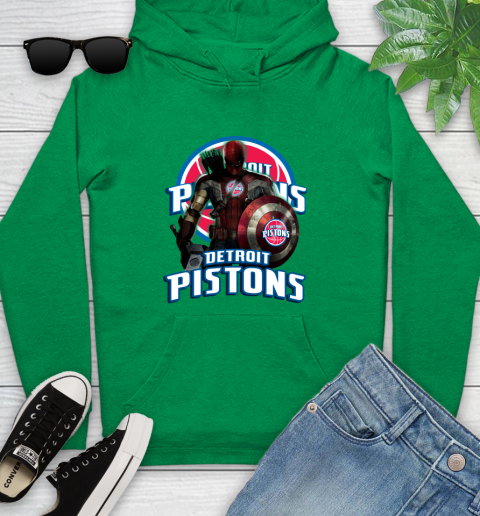 Detroit Pistons NBA Basketball Captain America Thor Spider Man Hawkeye Avengers Youth Hoodie 7