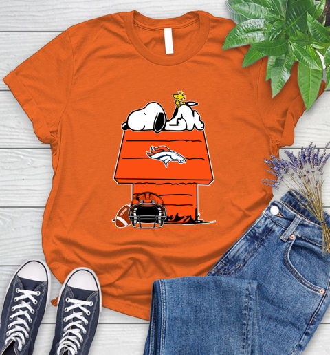 Denver Broncos NFL Football Snoopy Woodstock The Peanuts Movie Women's T-Shirt 4
