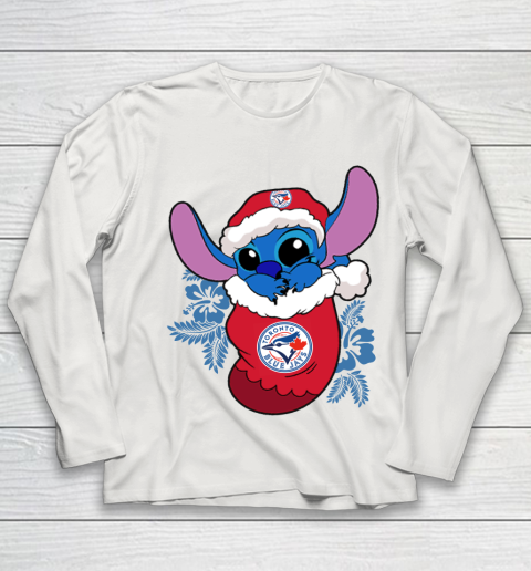 Toronto Blue Jays Christmas Stitch In The Sock Funny Disney MLB Youth Long Sleeve 11