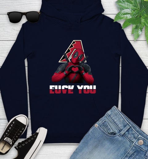 MLB Arizona Diamondbacks Deadpool Love You Fuck You Baseball Sports Youth Hoodie 3