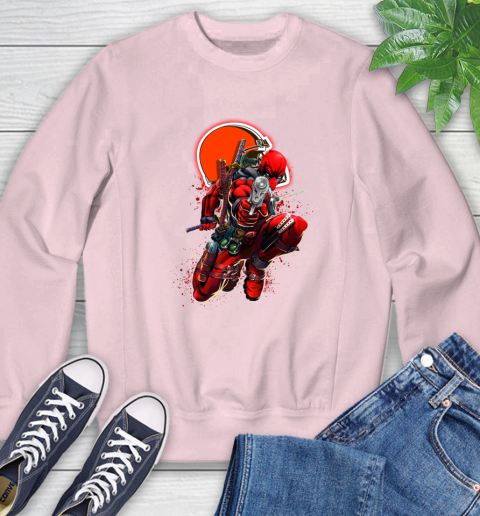 NFL Deadpool Marvel Comics Sports Football Cleveland Browns Sweatshirt 9