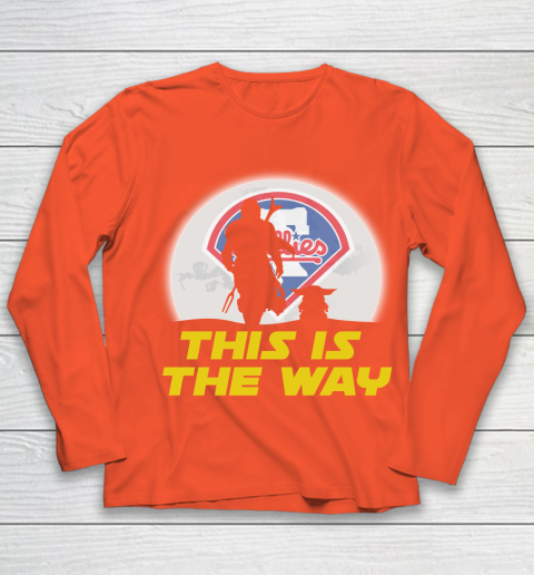 Philadelphia Phillies MLB Baseball Star Wars Yoda And Mandalorian This Is The Way Youth Long Sleeve 3