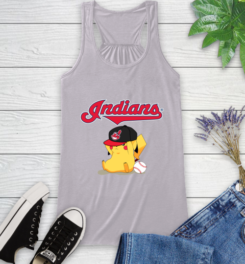 MLB Pikachu Baseball Sports Cleveland Indians Racerback Tank 5