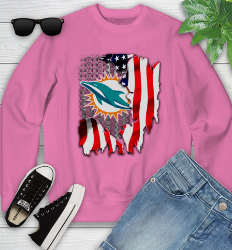 Miami Dolphins NFL Football American Flag Youth Sweatshirt 6