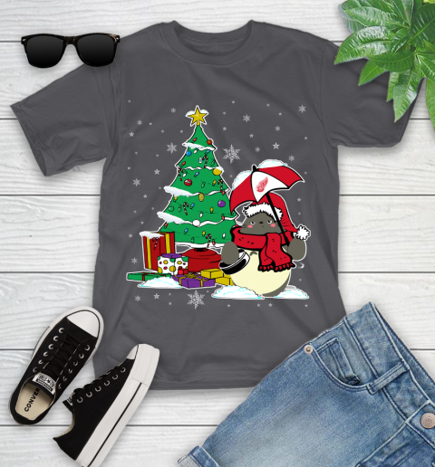 Detroit Red Wings NHL Hockey Cute Tonari No Totoro Christmas Sports Youth T-Shirt 6