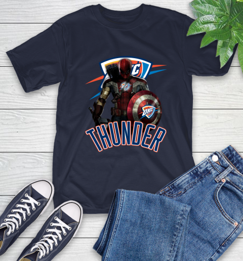 Oklahoma City Thunder NBA Basketball Captain America Thor Spider Man Hawkeye Avengers T-Shirt 4