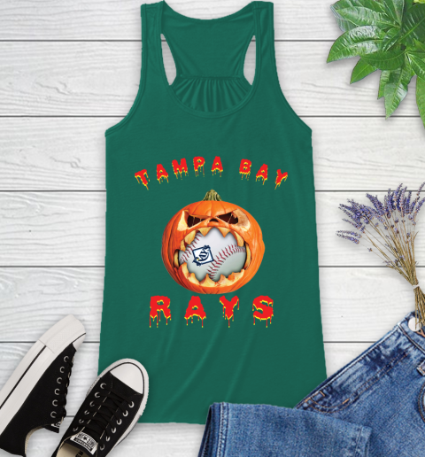MLB Tampa Bay Rays Halloween Pumpkin Baseball Sports Racerback Tank 7