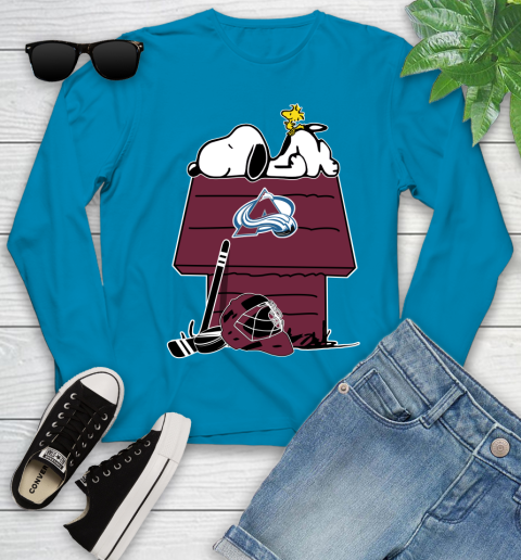 Colorado Avalanche NHL Hockey Snoopy Woodstock The Peanuts Movie Youth Long Sleeve 7