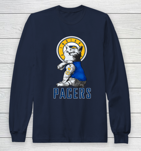 NBA Basketball My Cat Loves Indiana Pacers Long Sleeve T-Shirt 2