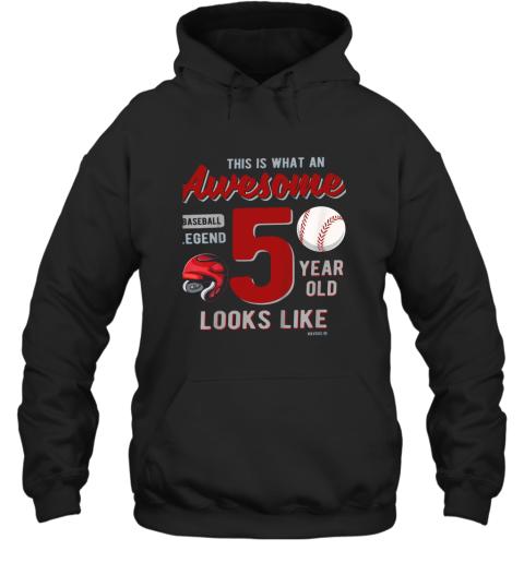 Kids 5th Birthday Gift Awesome 5 Year Old Baseball Legend Hoodie