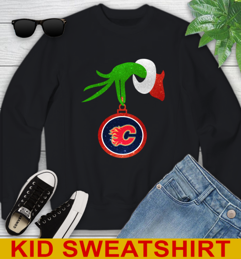 Calgary Flames Grinch Merry Christmas NHL Hockey Youth Sweatshirt 2
