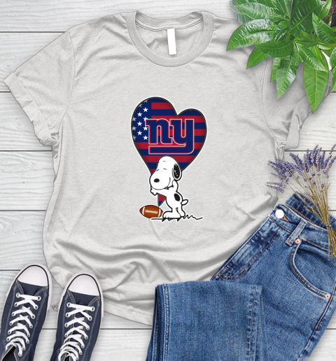 New York Giants NFL Football The Peanuts Movie Adorable Snoopy Women's T-Shirt
