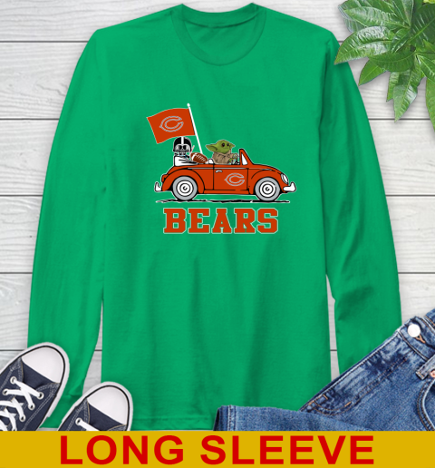 NFL Football Chicago Bears Darth Vader Baby Yoda Driving Star Wars Shirt Long Sleeve T-Shirt 7