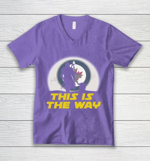 Winnipeg Jets NHL Ice Hockey Star Wars Yoda And Mandalorian This Is The Way V-Neck T-Shirt 8