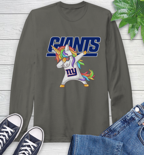 New York Giants NFL Football Funny Unicorn Dabbing Sports Long Sleeve T-Shirt 8