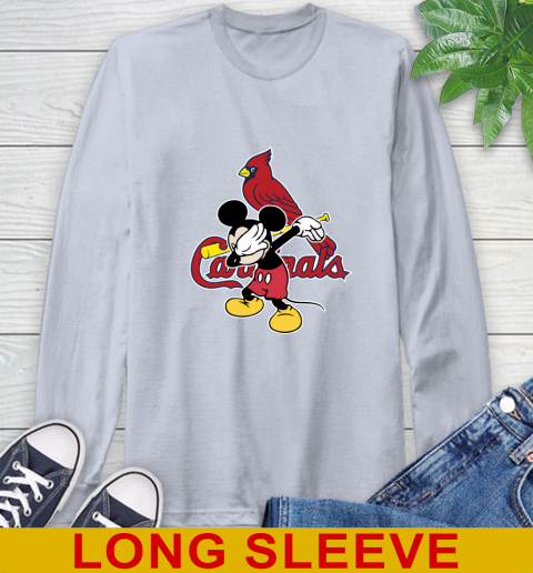 St.Louis Cardinals MLB Baseball Dabbing Mickey Disney Sports Long Sleeve T-Shirt 6