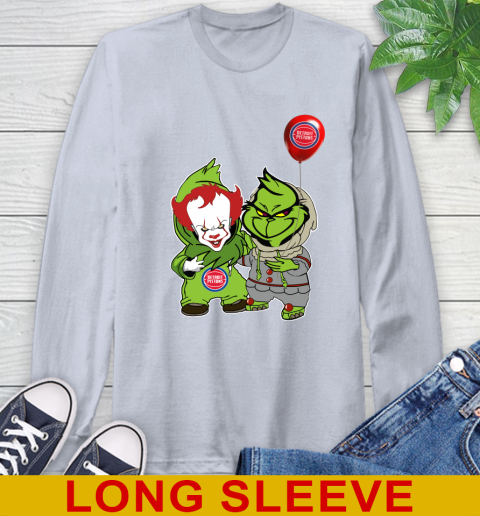Detroit Pistons Baby Pennywise Grinch Christmas NBA Basketball Long Sleeve T-Shirt 6