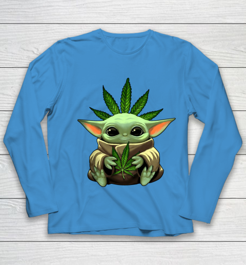 Baby Yoda Hug Marijuana Canabis Youth Long Sleeve 7