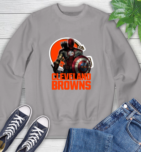 NFL Captain America Thor Spider Man Hawkeye Avengers Endgame Football Cleveland Browns Sweatshirt 5