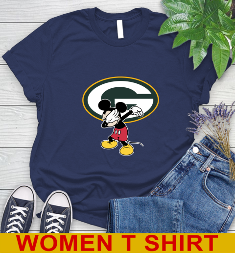 Green Bay Packers NFL Football Dabbing Mickey Disney Sports Women's T-Shirt 12