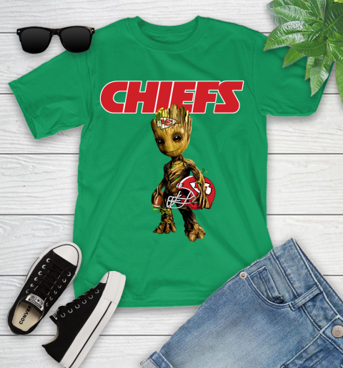Kansas City Chiefs NFL Football Groot Marvel Guardians Of The Galaxy Youth T-Shirt 6