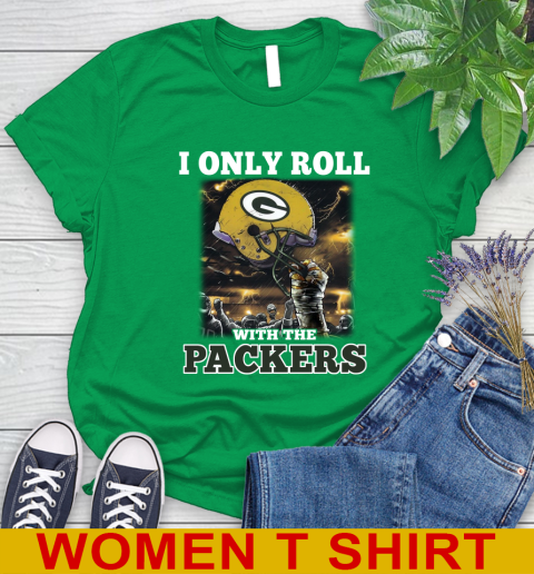 Green Bay Packers NFL Football I Only Roll With My Team Sports Women's T-Shirt - Image 8
