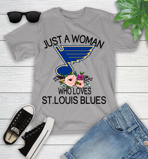NHL Just A Woman Who Loves St.Louis Blues Hockey Sports Youth T-Shirt 2