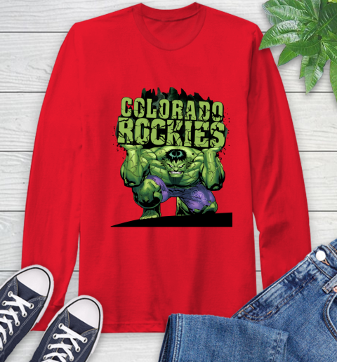 Colorado Rockies MLB Baseball Incredible Hulk Marvel Avengers Sports Long Sleeve T-Shirt 10