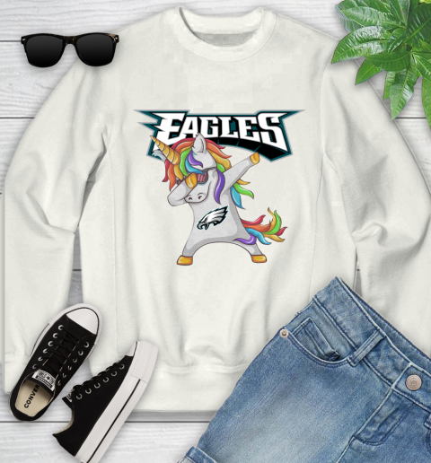 Philadelphia Eagles NFL Football Funny Unicorn Dabbing Sports Youth Sweatshirt